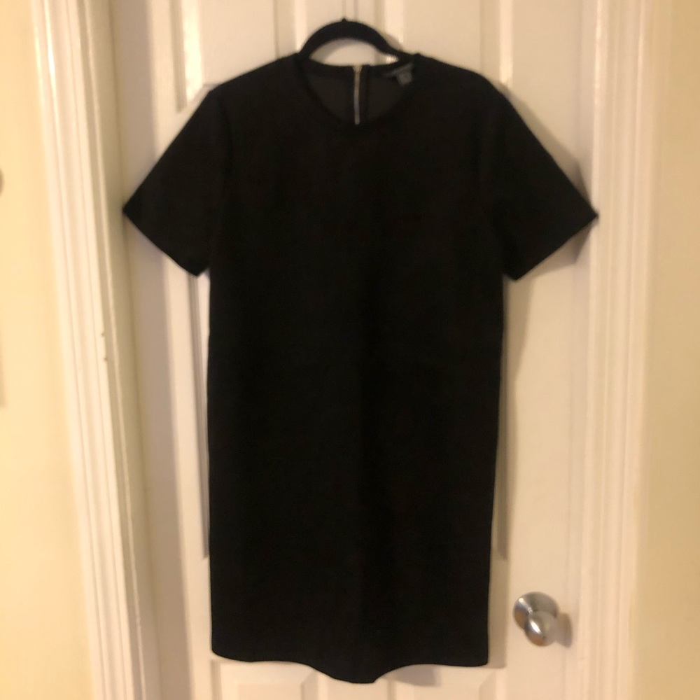 Black Suede Short Sleeve Dress
